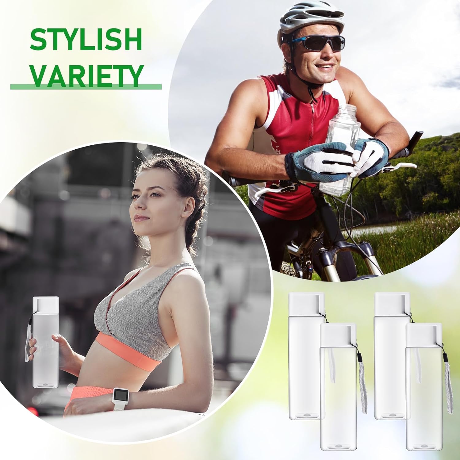 20 Pack Plastic Water Bottle Bulk for Kids 500ml Clear Sports Water Bottles Leakproof Reusable Wide Mouth Drink Bottles for School Gym Outdoor Travel Camping Fitness