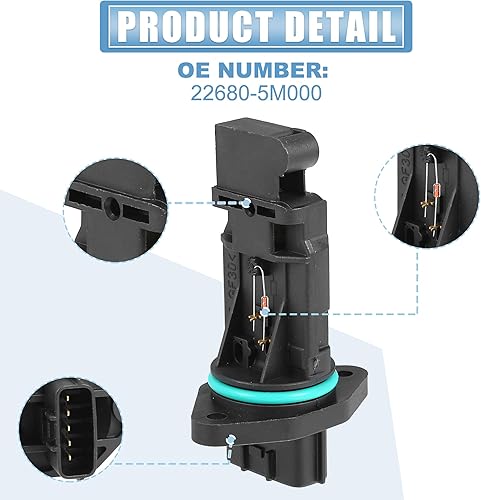 Miniatura 4 de uxcell Reemplazo No.22680-5M000 del medidor del sensor de flujo de aire del coche para Nissan Sentra 1.8L en SEDAN 1.8 2000-2003 para Nissan Sentra