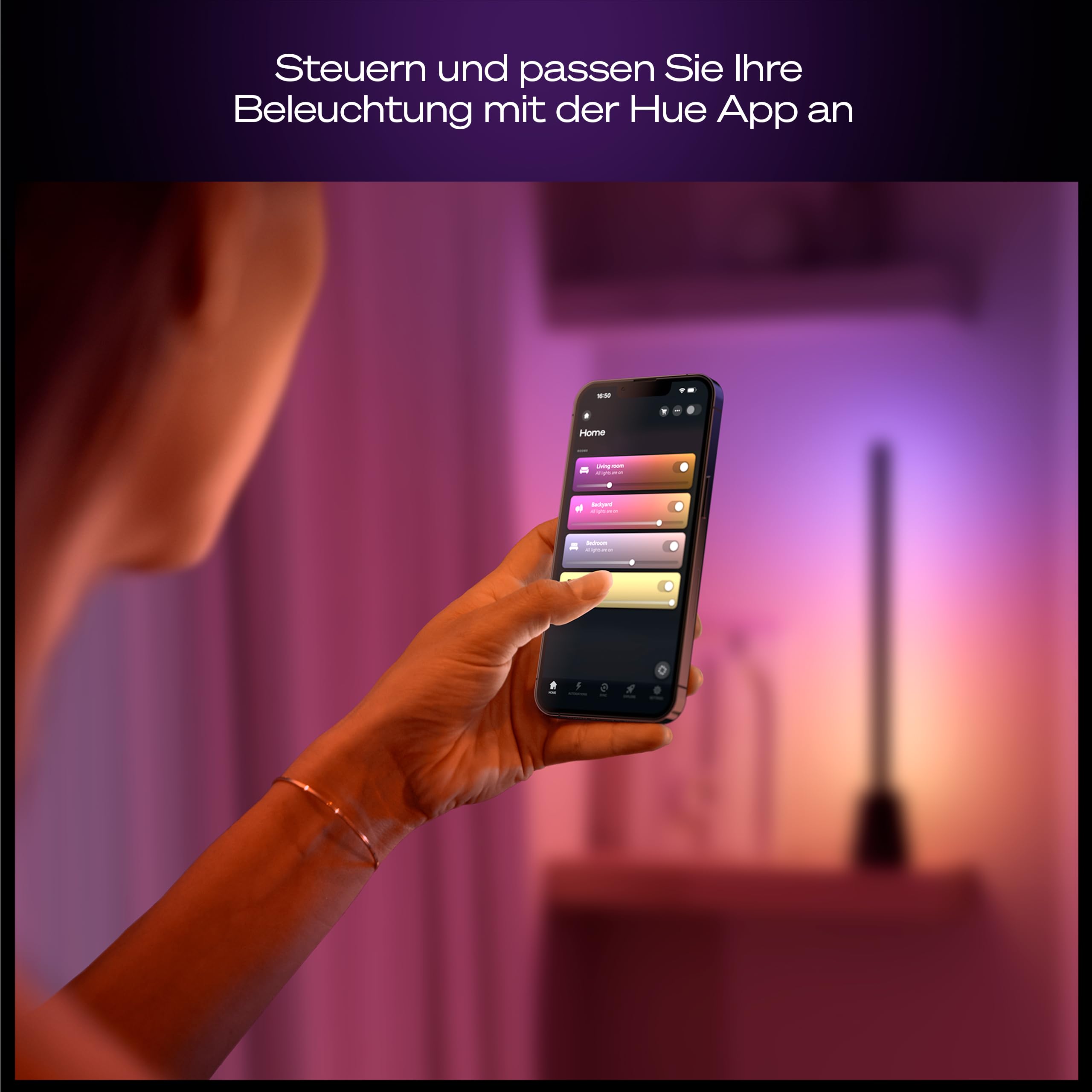 Philips Hue Play Tischleuchte, RGBWWIC LED, 60cm, Mehrfarbige Farbverläufe, Smart Lighting, Alexa, Google Home, Apple Home, TV-Synchronisation erfordert Hue Bridge und Sync Box (separat erhältlich)