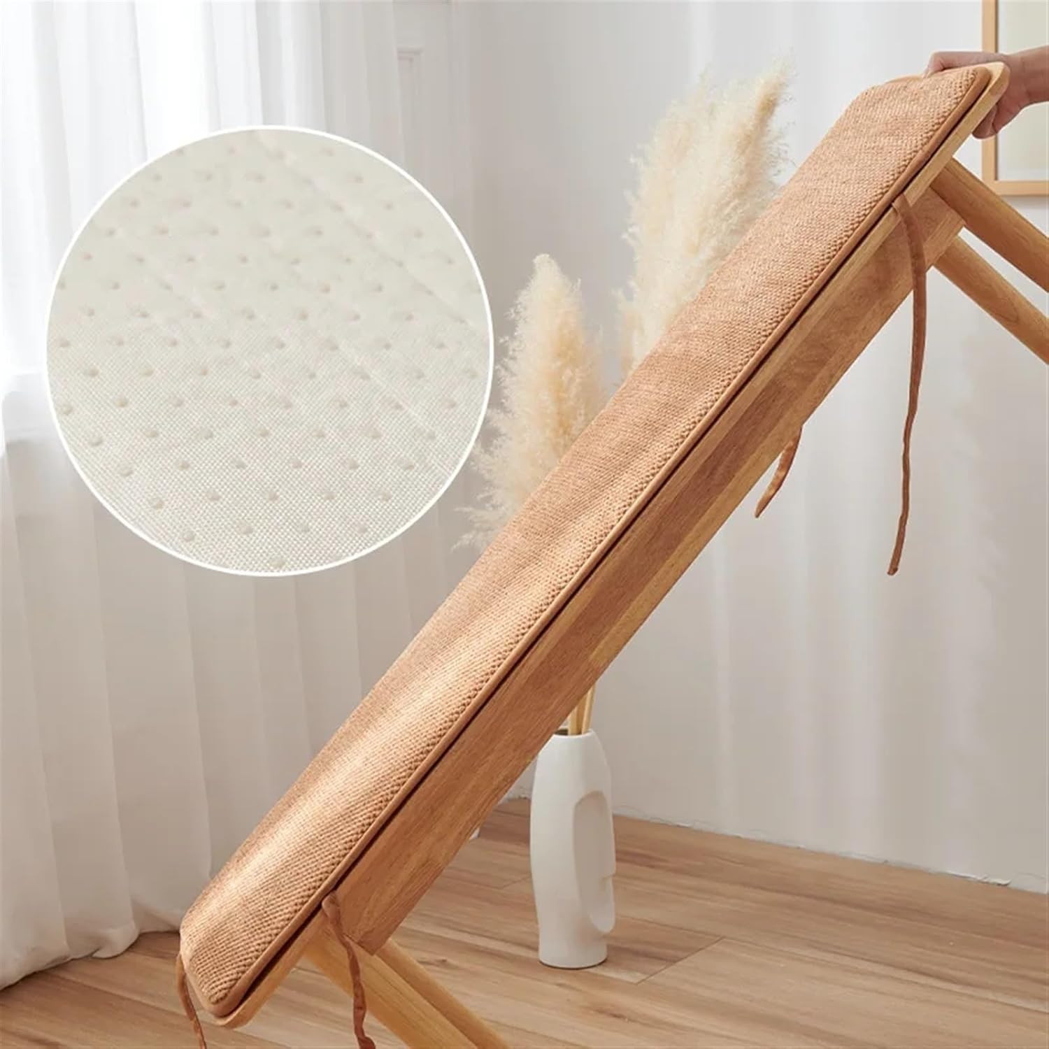 屋外用厚手コードソファクッション ソフトロングベンチパッド 冬用 屋内/屋外兼用 30x200cm ピンク - パティオガーデンや家