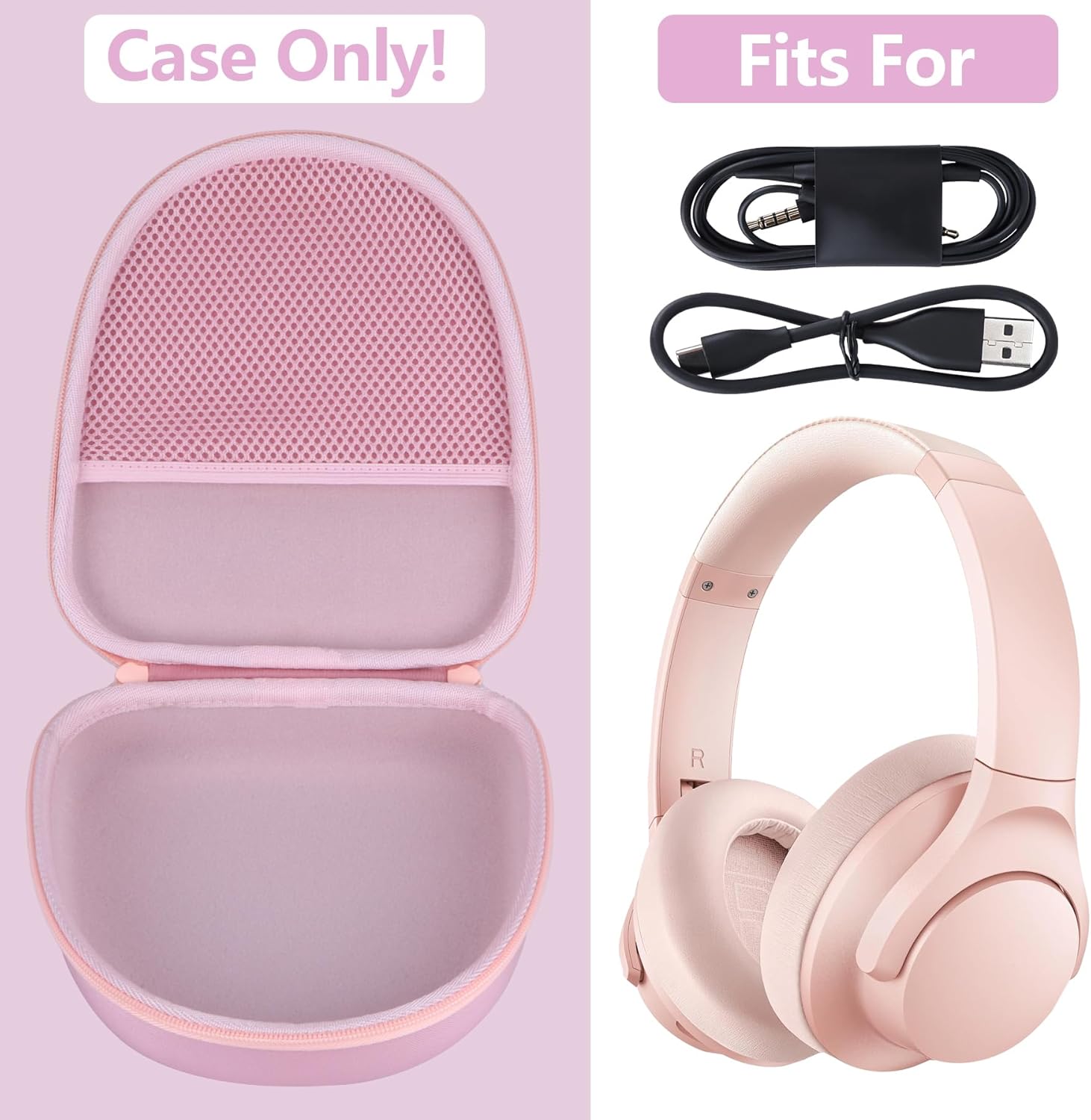 Hard Case Replacement for Anker Soundcore Life Q20 Q30 Q35 Q40 Q45 Q20+ Q20i Hybrid Active Noise Cancelling Headphones (Pink Case) - Image 3