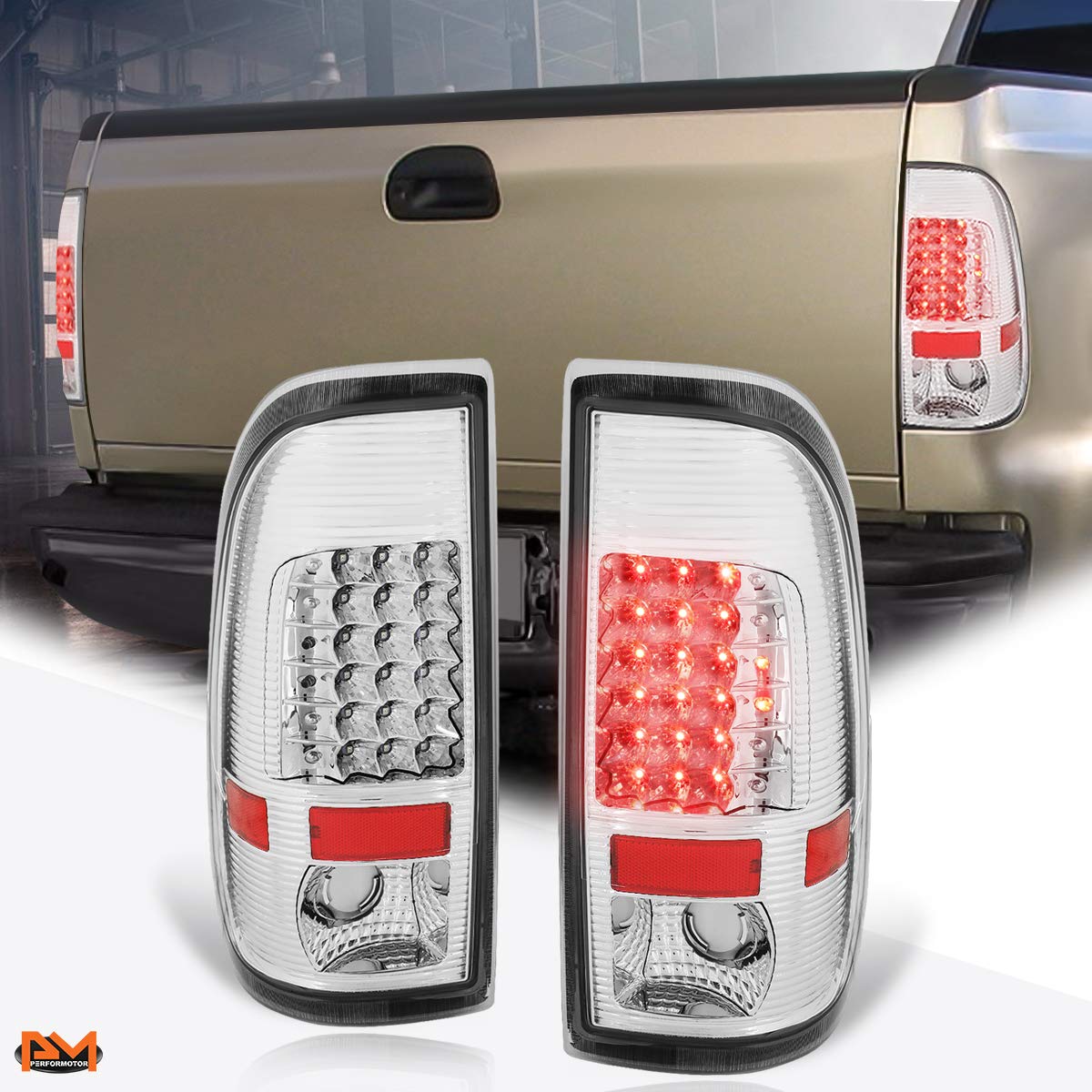 Full LED Tail Light Brake Lamps For 1997-2007 Ford F150, F250, F350 Super Duty – Black Housing