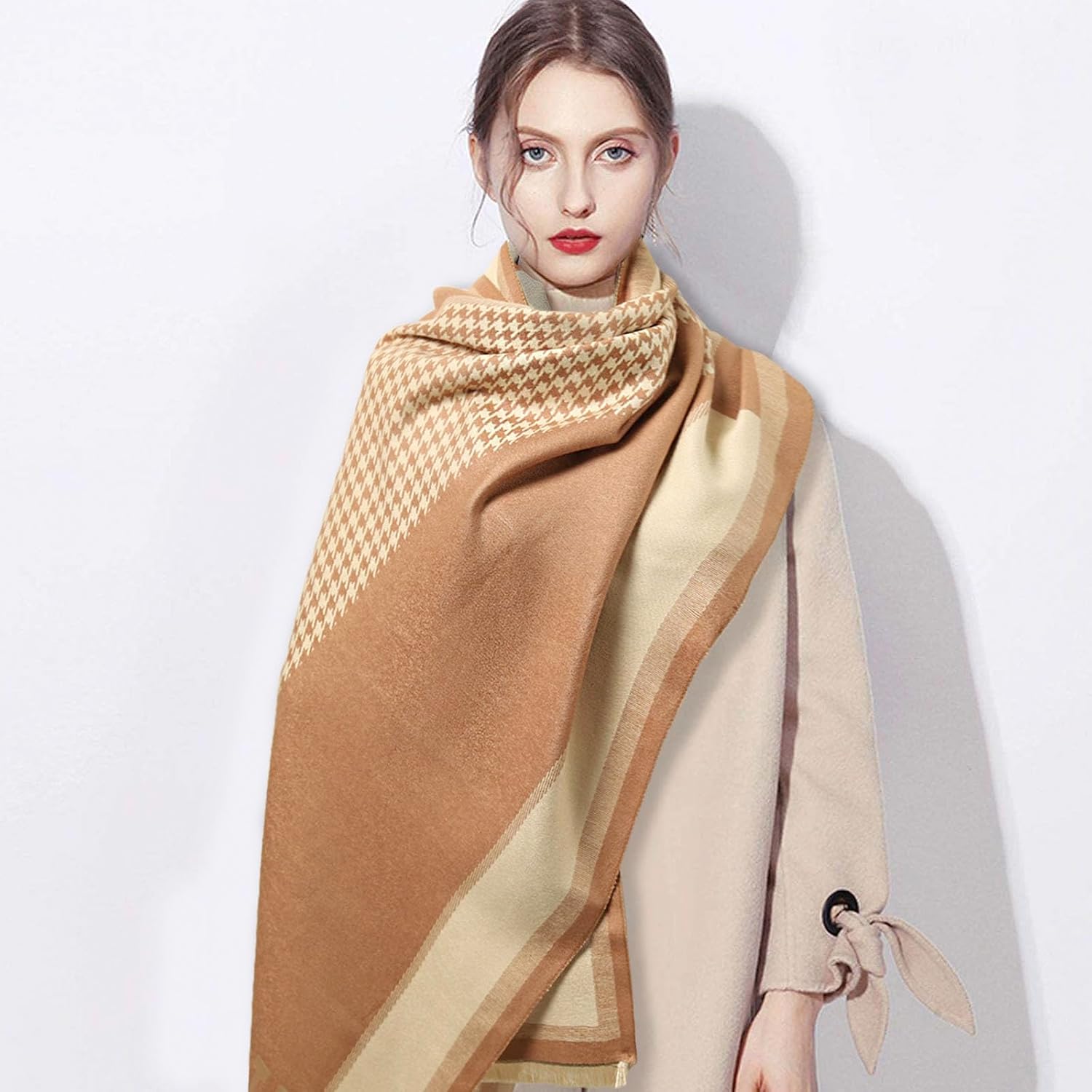 EXTREE Scarfs for Women Pashmina Silky Shawl Wrap for Evening Dressing Blanket Open Front Poncho Cape