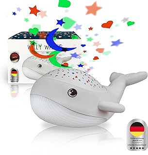 MegaLight Nachtlicht Baby Sternenhimmel | 2in1 Projektor + Kindernachtlicht | warmweißes Nachtlicht & RGB Sternenprojektor in 3 Farben | WILLY WHALE