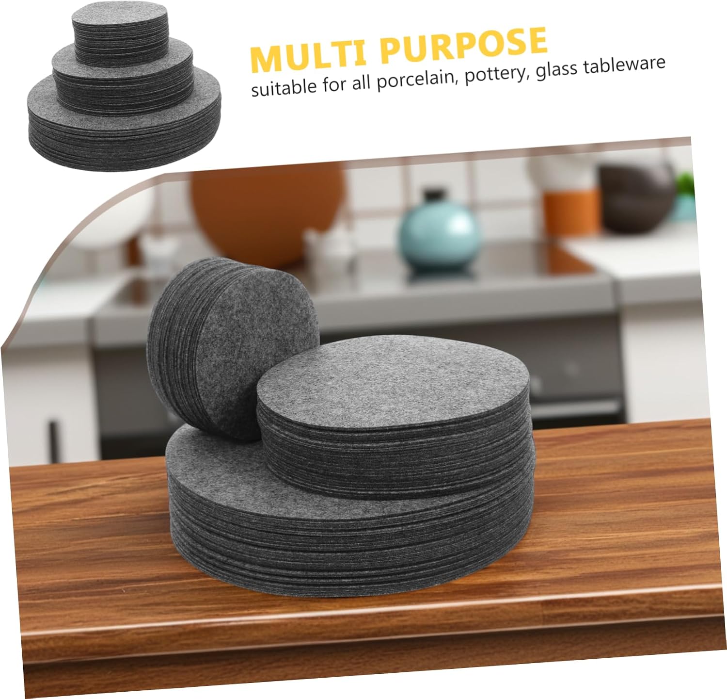 Soft Felt Plate Dividers for Cabinet Round Dish Protectors Pan and Pot Separators for Stacking