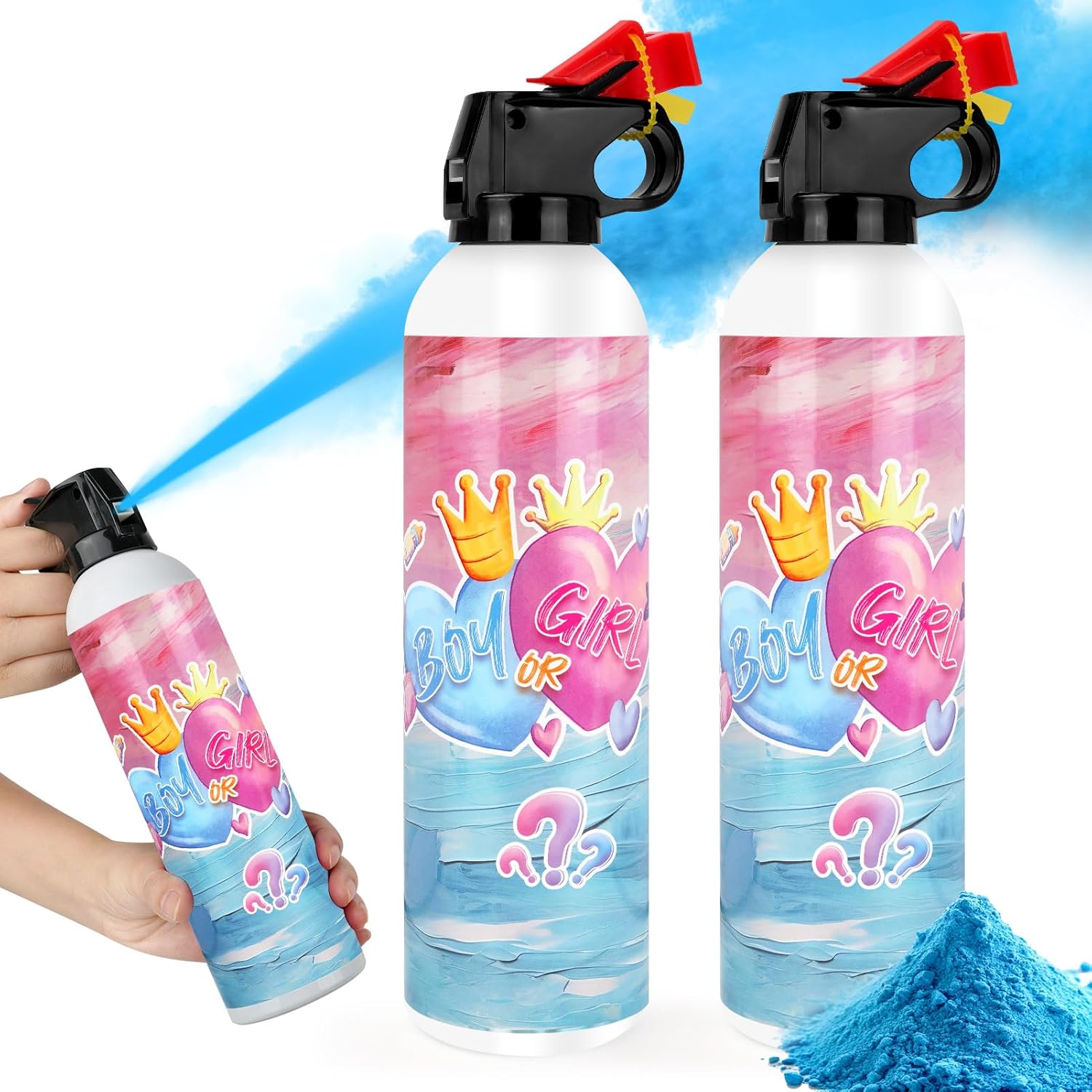 Gender Reveal Fire Extinguisher, 2 Pack Gender Reveal Ideas Gender Reveal Party Decorations Baby Girl Boy Reveal Party Ideas Gender Reveal Decor (Blue, Extra Large)