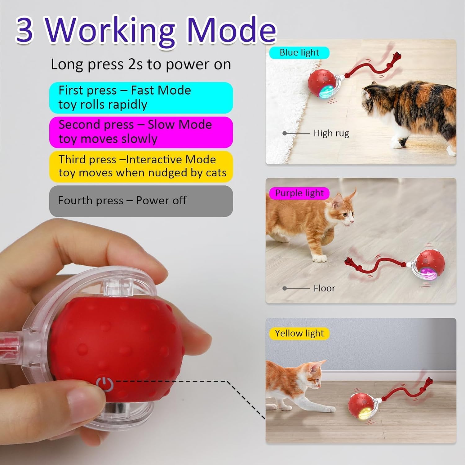 Rolling Ball Cat Toy Speedy Ball 2.0 Cat Toy - Automatic Rolling Ball ...