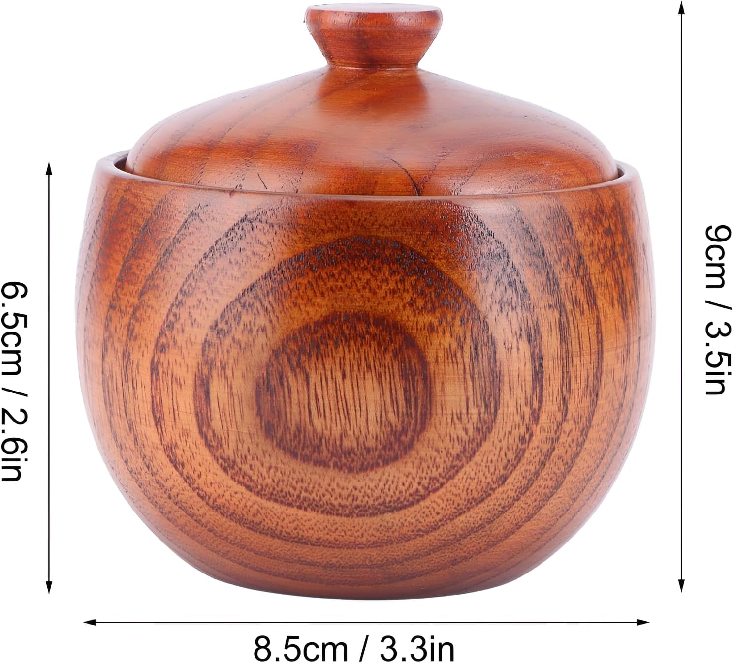 Wooden Salt Box with Lid and Spoon, Brown Salt Cellar