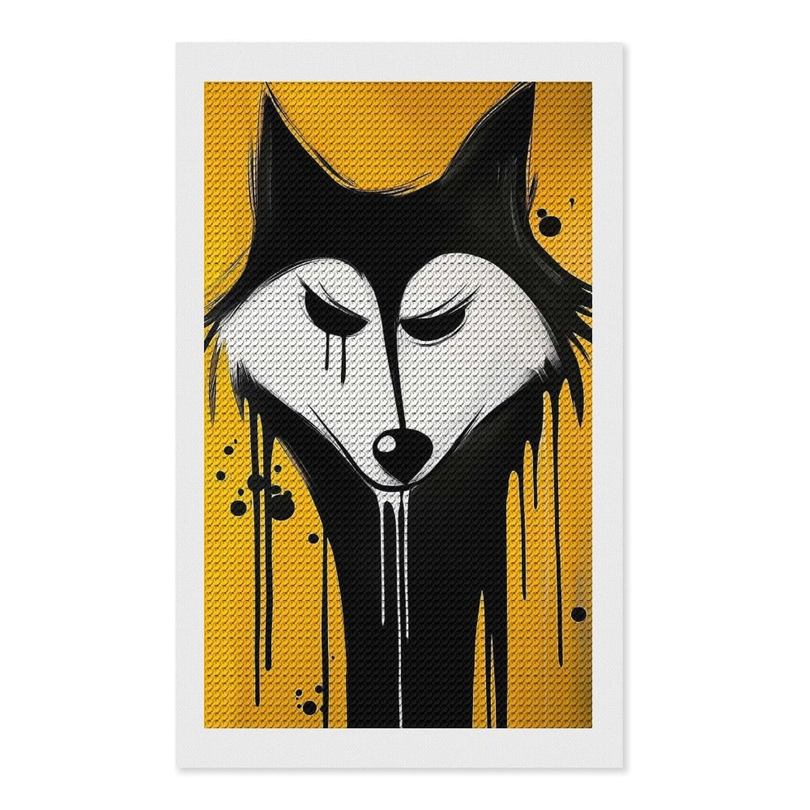 Junmoney Dripping Wolf Painting Diamond Painting Canvas Kit 12"x20", Relaxing DIY, Modern Decor, Aesthetic Room Decor, Home Wall Art, Wall Art Gift