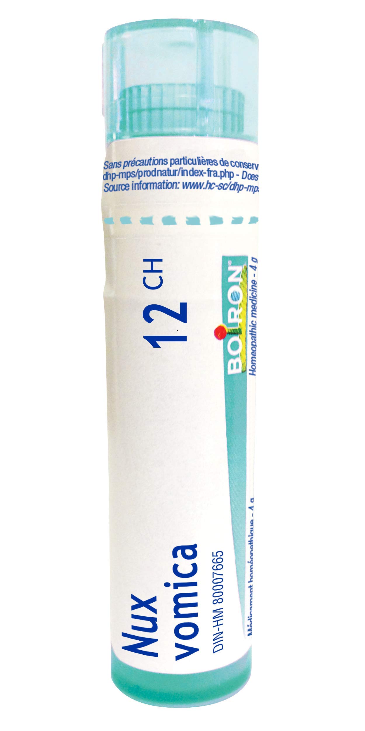 Boiron Nux vomica 12ch,Homeopathic medicine. Each tube contains 4 g (approximately 80 pellets)