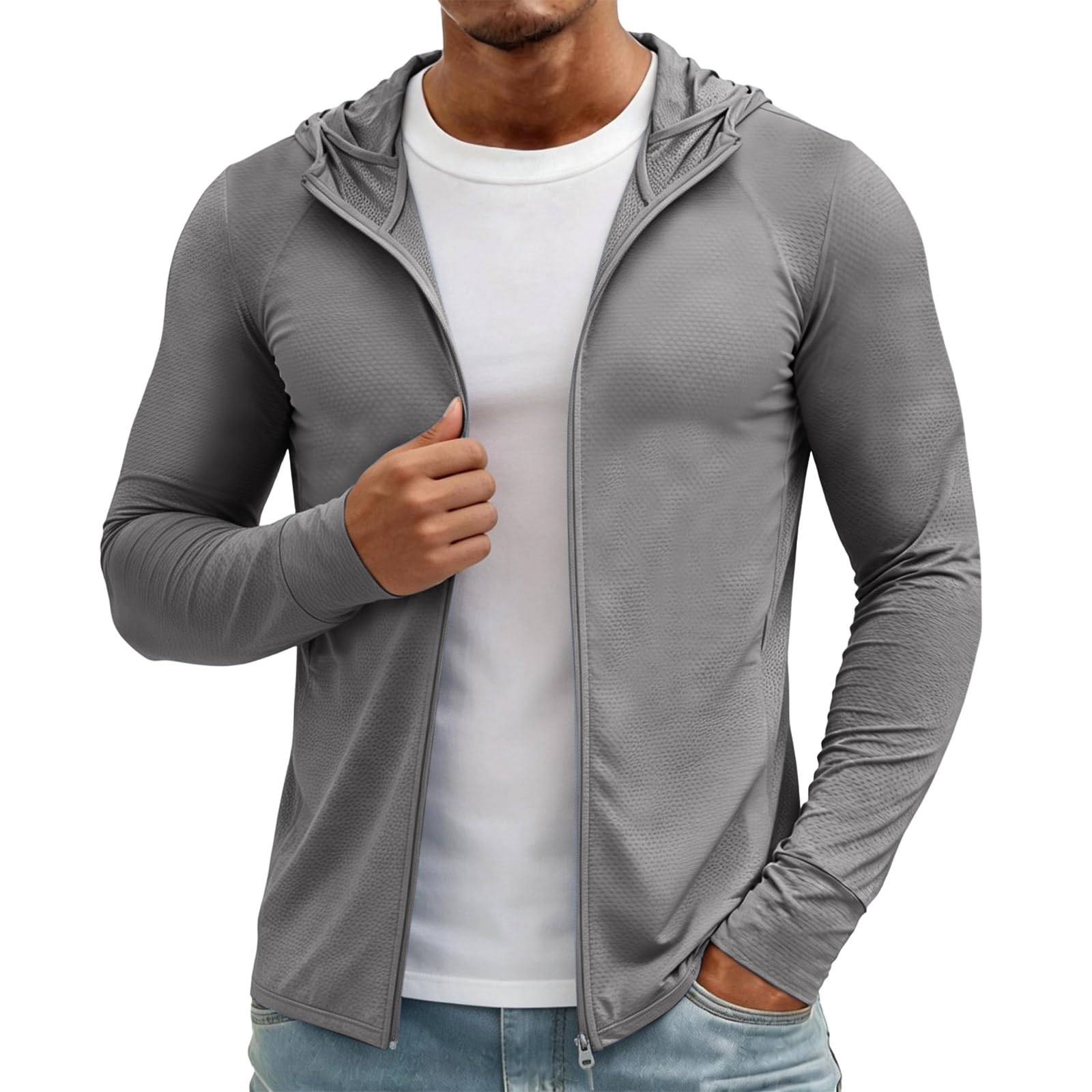 Camiseta Protector Solar, Ligero Protector Solar Manga Larga Camisetas Surf Hombre, Trabajo Viaje