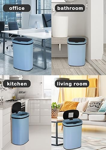 Miniatura 7 de MKDLUFEI Bote de basura automático de 13 galones, sensor de movimiento, sensible al tacto, acero inoxidable cepillado, diseño silencioso, alta
