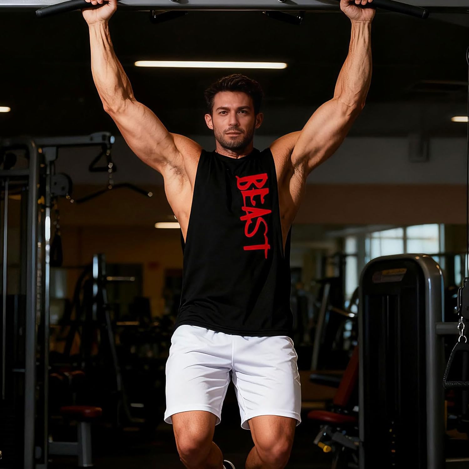 Men's Workout Tank Tops Gym Cut Off Muscle Tee Fitness Bodybuilding Sleeveless T-Shirt - Image 3