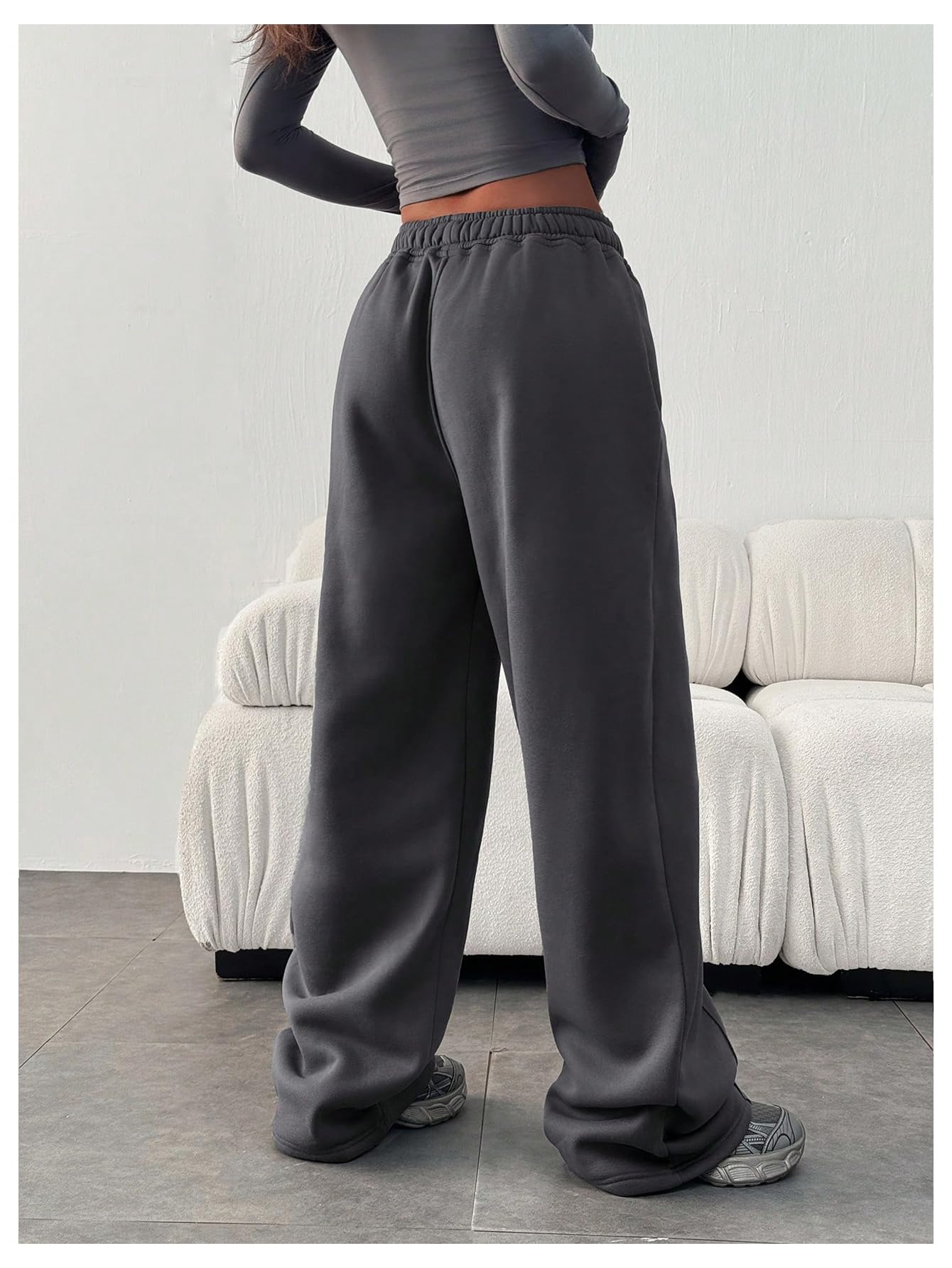 GORGLITTER Women's Wide Leg Joggers Sweatpants Baggy Y2k Elastic Waist Straight Leg Flared Loose Track Pants Bottoms