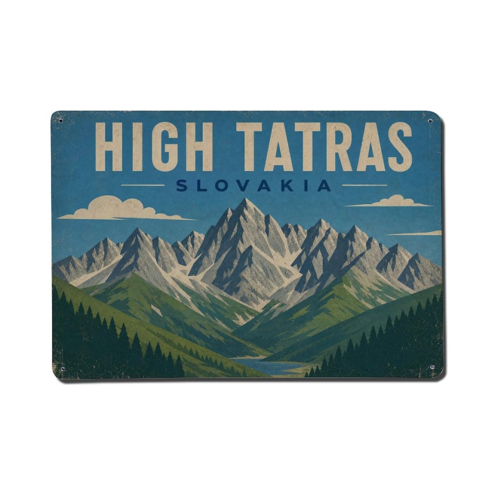 Vintage Travel Slovakia High Tatras Metal Tin Sign