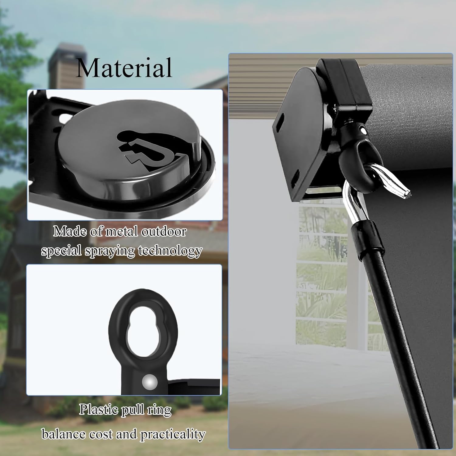Sunshade Shade Hardware Bungee kit and End Cap Coolaroo Replacement Part for Coolaroo Outdoor Roller Shade Rollershade Part coolaroo Shades Replacement Parts (Black, Cordless Bracket 1 Set)