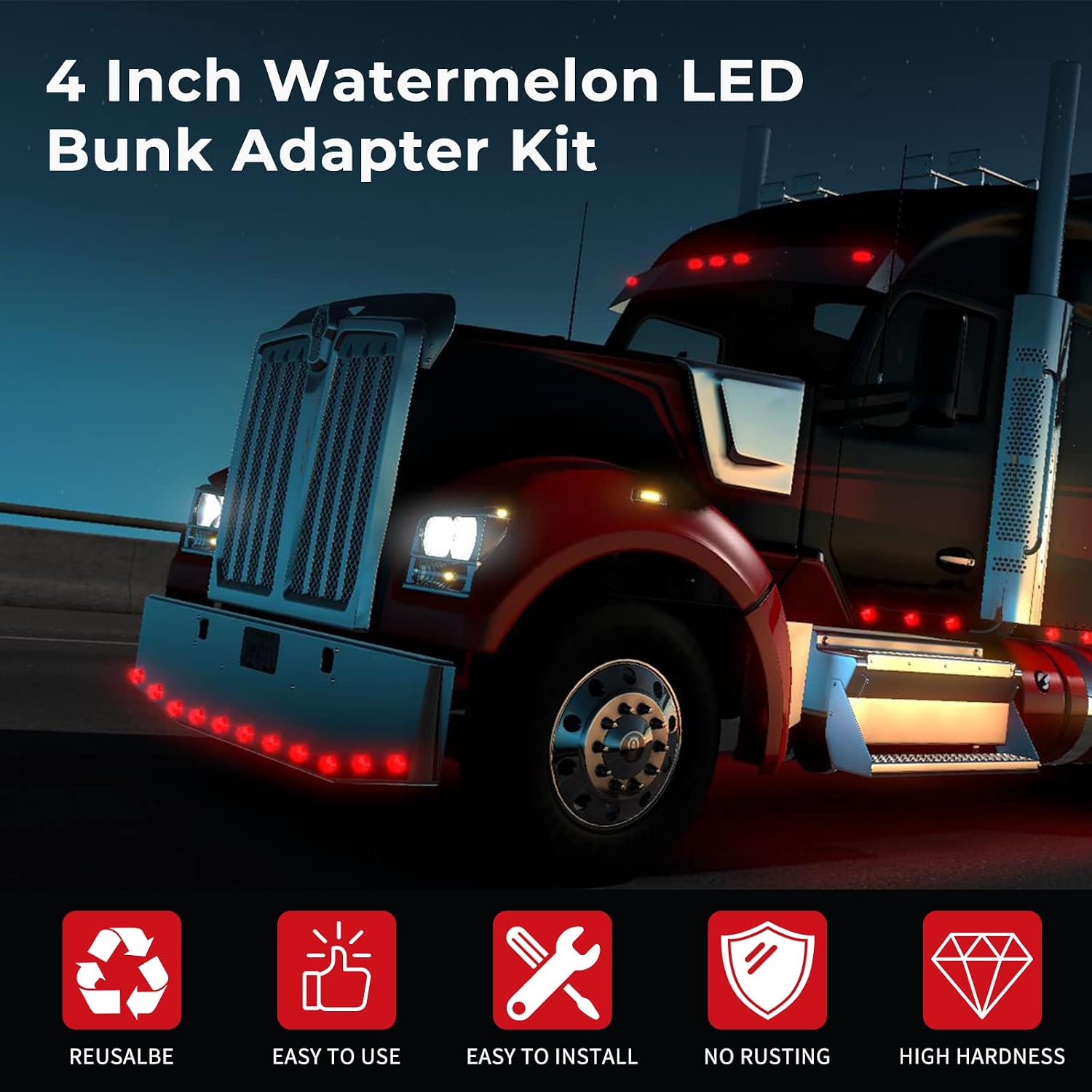 4 Set Round Marker Light Bezel Covers 4 Inch Aluminum Alloy Tail Light Bezel for Truck RV Trailer Watermelon Bunk Light 79731