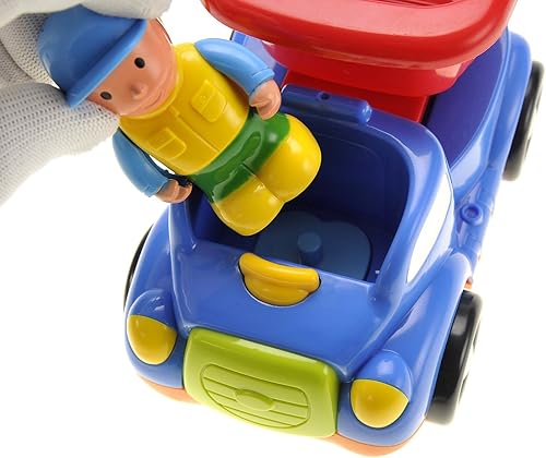 Miniatura 7 de PowerTRC Camión de control remoto de radio de dibujos animados  Coche de construcción RC lindo con música y luz para niños pequeños (azul)