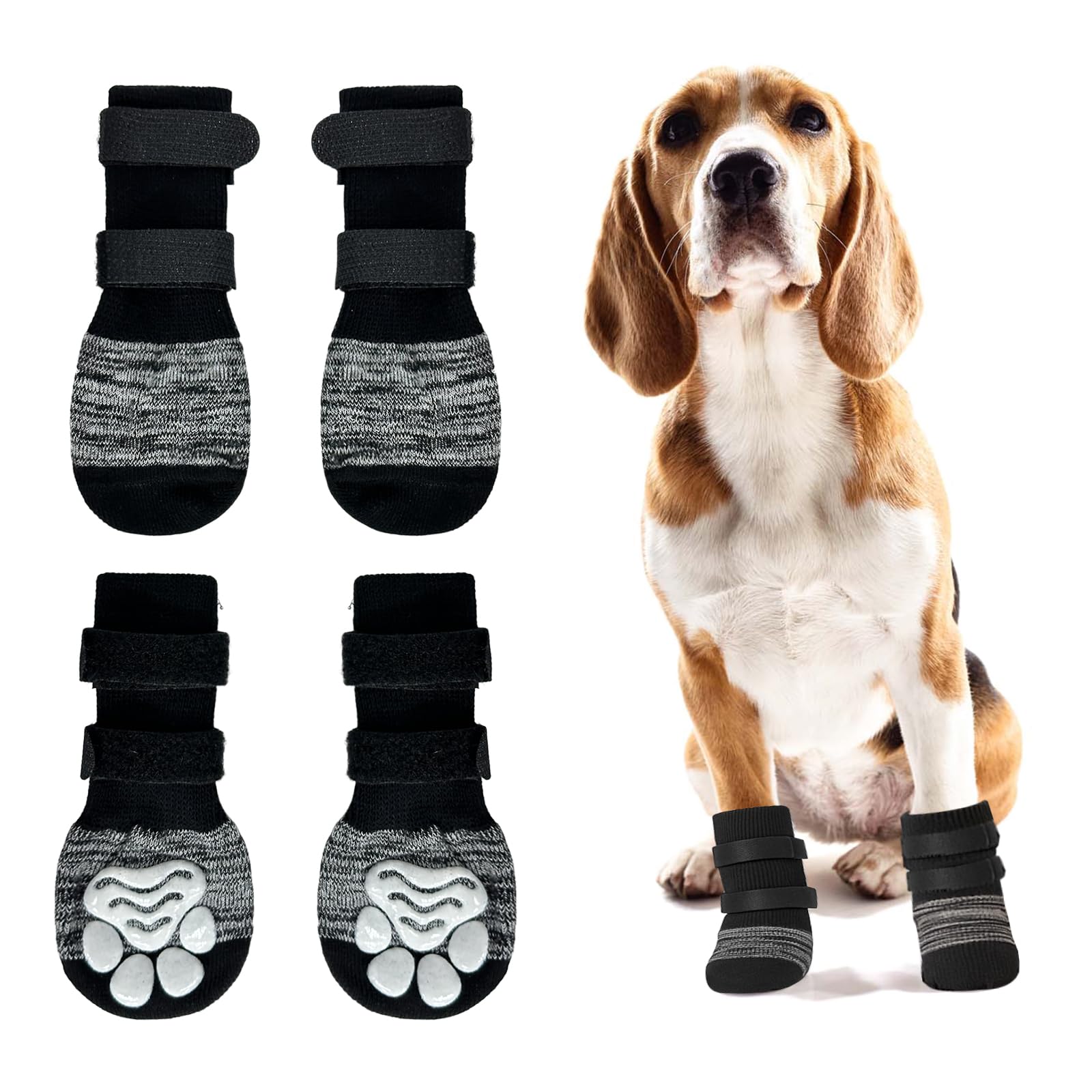4PCS Dog Socks for Injured Paws,Dog Socks Paws Stop Licking,Anti Slip Dog Boots to Prevent Claw Wear,Suitable for Hardwood Floors Indoor Walking (M)