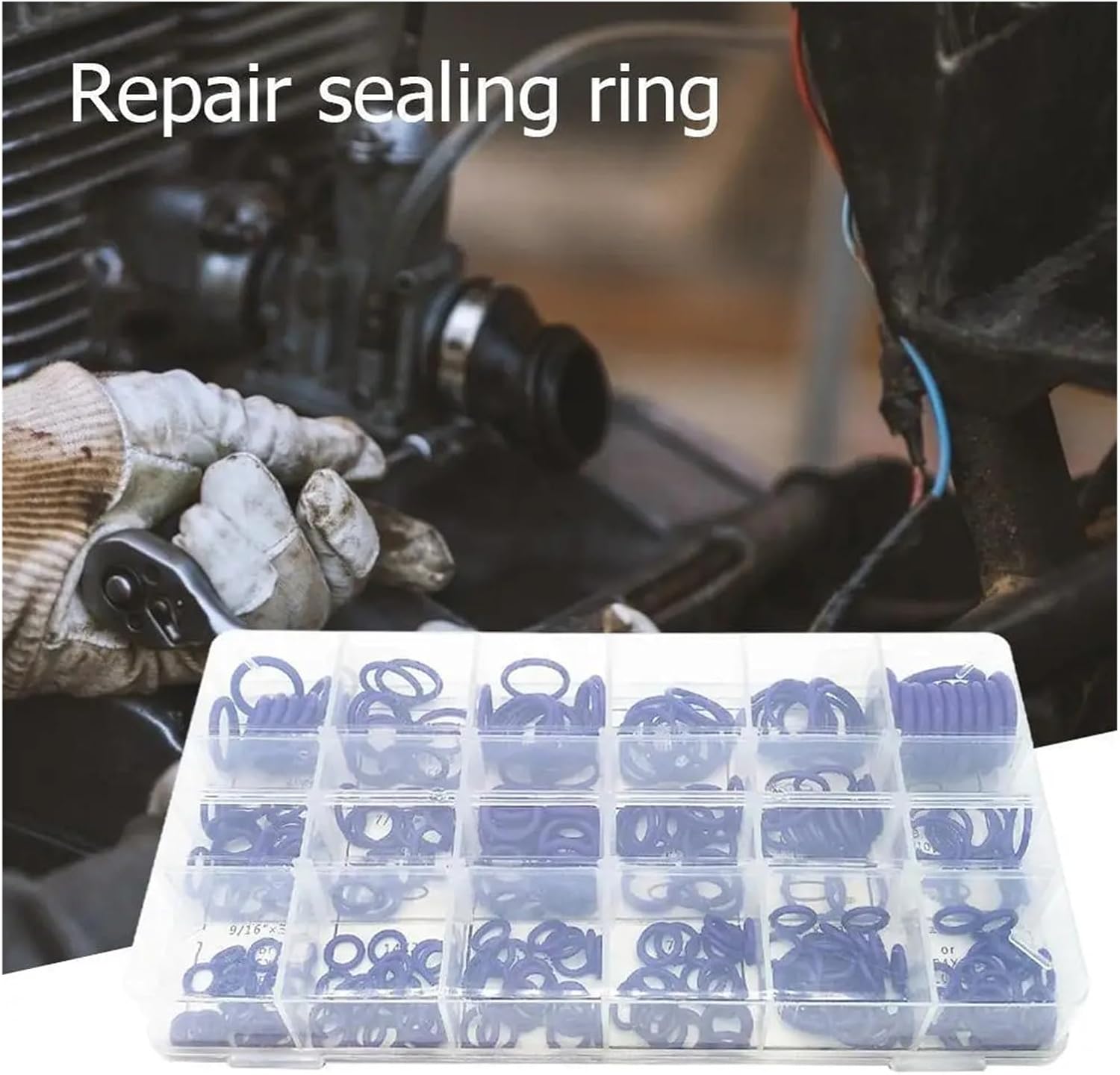 270pcs Seal O-ring Kit Repair Car Air Conditioning Rubber Sealant Box Set 18 Sizes Gasket Sealing Ring Rubber Kit(A)