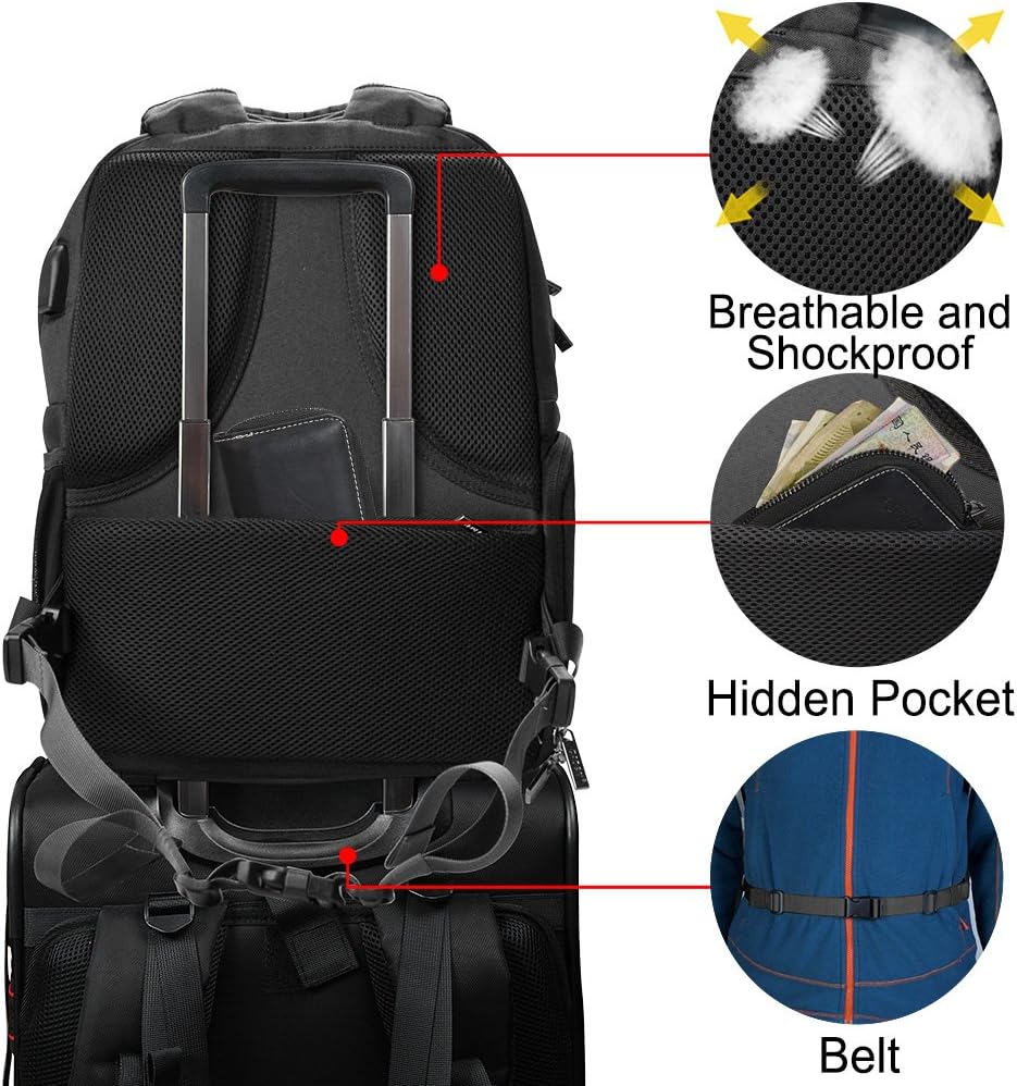 Gеt Sресіаl Prісе CADeN Camera Backpack for DSLR/SLR Waterproof w/USB Charging Port, Tripod Holder, Rain Cover, Anti Theft 14 Laptop Camera Bag, Compatible for Sony Canon Nikon Mirrorless Cameras and Accessories Black TOP оƒƒERS CADeN Camera Backpack for DSLR/SLR Waterproof w/USB Charging Port, Tripod Holder, Rain Cover, Anti Theft 14 Laptop Camera Bag, Compatible for Sony Canon Nikon Mirrorless Cameras and Accessories Black