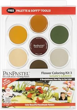 PanPastel Artist Pastels by GOLDEN, Flower Coloring 3 - Susan Tierney Cockburn Set, 10 Color, Professional Artist Pastels, Unique Pan Format cake-like