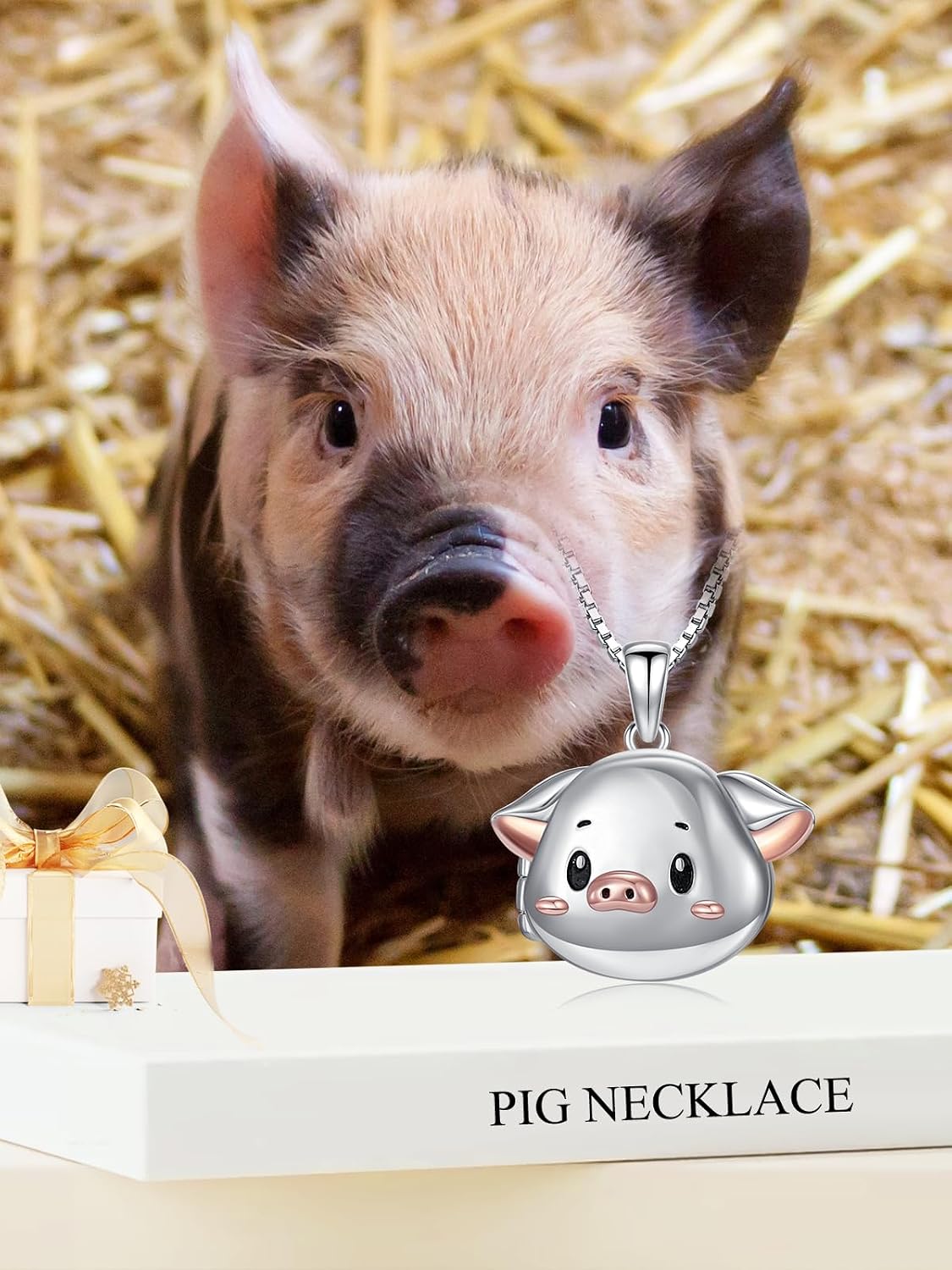 Highland Cow/Bulldog/Otter/Koala/Rabbit/Pig Locket Necklace Custom Locket Necklace with Photo Necklace 925 Sterling Silver Memorial Photo Jewelry as Birthday Gifts for Sisters Women