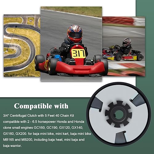 Miniatura 4 de Embrague Go Kart de 34 pulgadas de diámetro 10 dientes depredador 212cc embragues centrífugos con cadena #40 41 420 para mini bicicleta Fun Kart