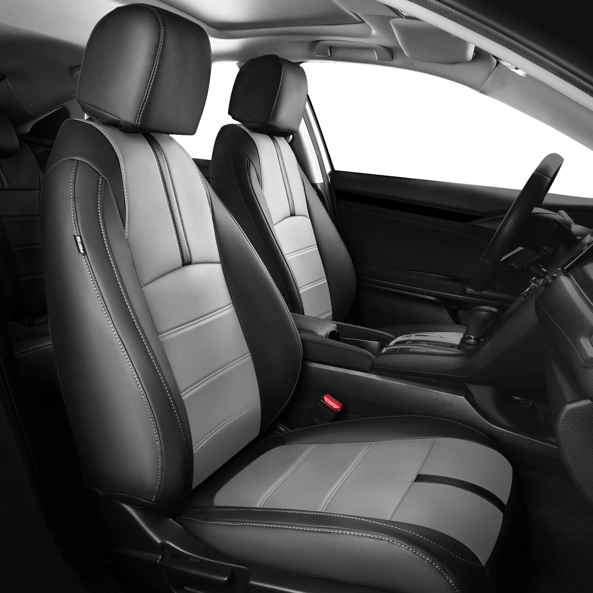 Leather Seat Covers for Honda Civic Hatchback Sport & Hatchback LX 2022 2023 2024 2025 2026 Car Seats Cover Full Set Waterproof (60/40 Split Seatback-No Rear Armrest) Black Grey
