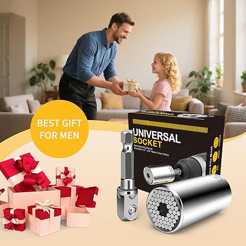 Miniatura 7 de Juego de llaves universales autoajustables (0.276-0.748 in)  Se adapta a estándar de 14 a 34 pulgadas, súper enchufe con adaptador de taladro