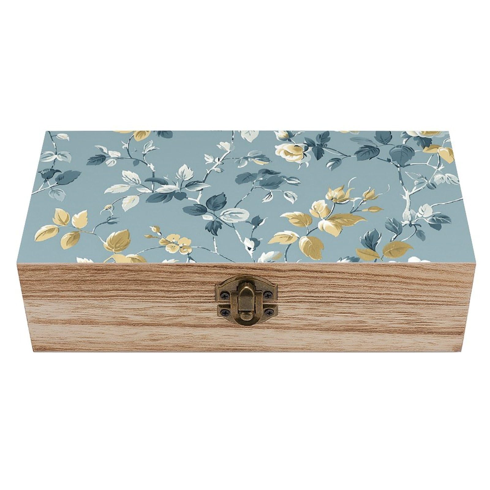 NTVOWPZO Wooden Storage Box Gray Vine Pattern Wood Gift Box with Hinged Lid Vintage Decorative Boxes Jewelry Memory Box for Jewelry Art Hobbies Home Storage Treasure Keepsake Gift