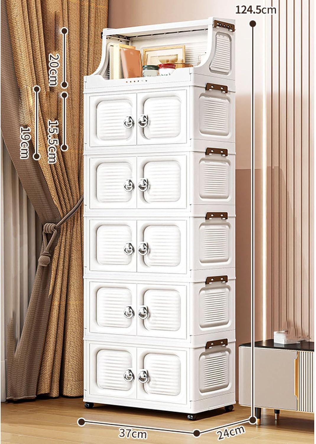 OFFクーポン 収納ボックス 折り畳み キャスター付き1段2段3段4段5段 大