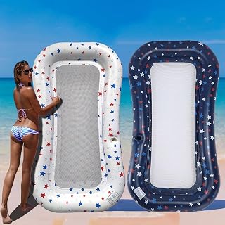 Pool Float Lounge Extra-Large Cooling Mesh Inflatable Raft with Cup Holder Ultra-Comfort Cooling Floating Lounger for Adults Beach Pool Lake Parties Summer Relaxation Essential - Amazon product rated Grade B