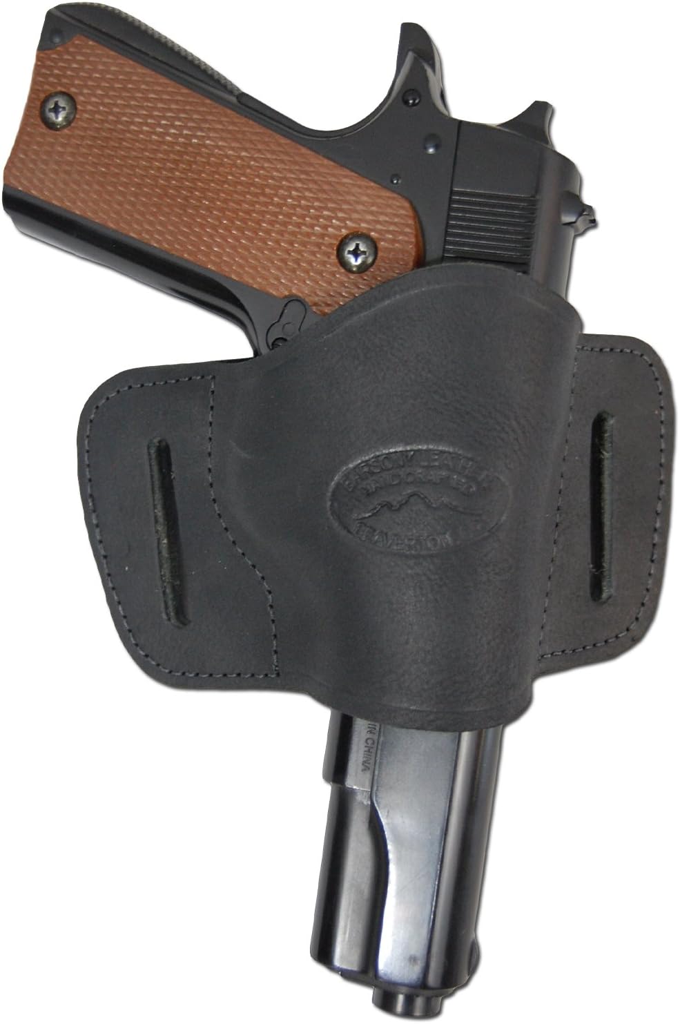 New Barsony Quick Slide Gun OWB Black Leather Holster for Full Size 9mm 40 45
