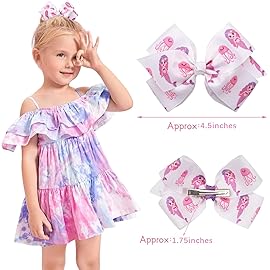 24PCS 4.5Inch Bows for Girls Boutique Grosgrain Ribbon Rainbow Hair Bow Alligator Hair Clips Pigtail Bows Unicorn Hair Clips for Baby Girls Toddler Kids Children Teens in Pairs