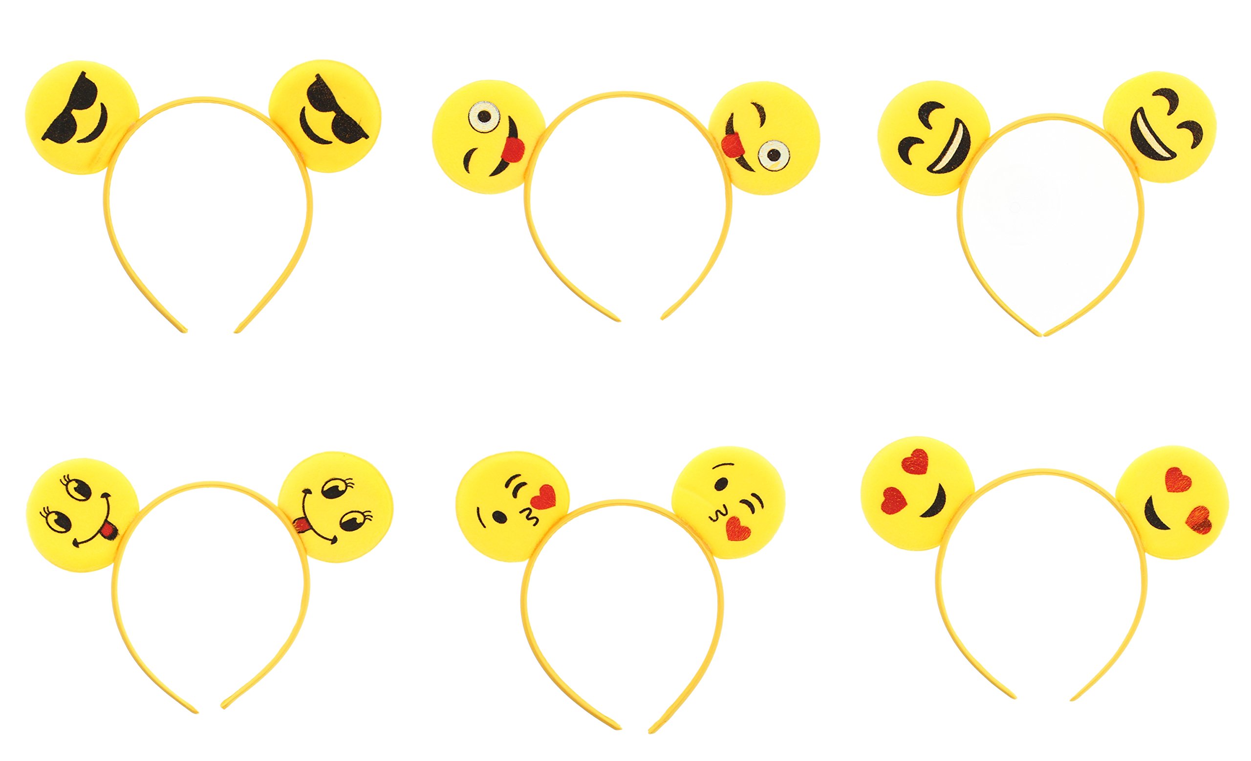 Zac's Alter Ego Pack of 6 Fun Assorted Emoji Headbands