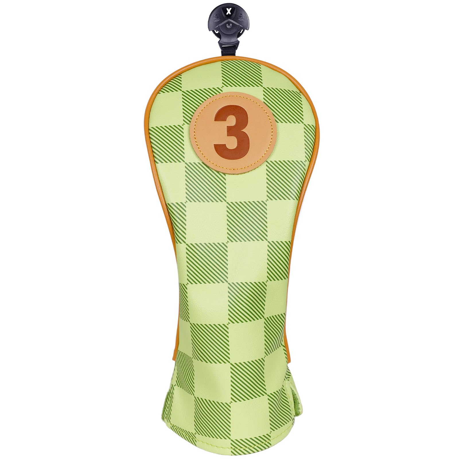 Golf Club Head Covers for Woods and Drivers, Premium Golf Head Cover Set Fits Most Clubs, Green Checkerboard Design