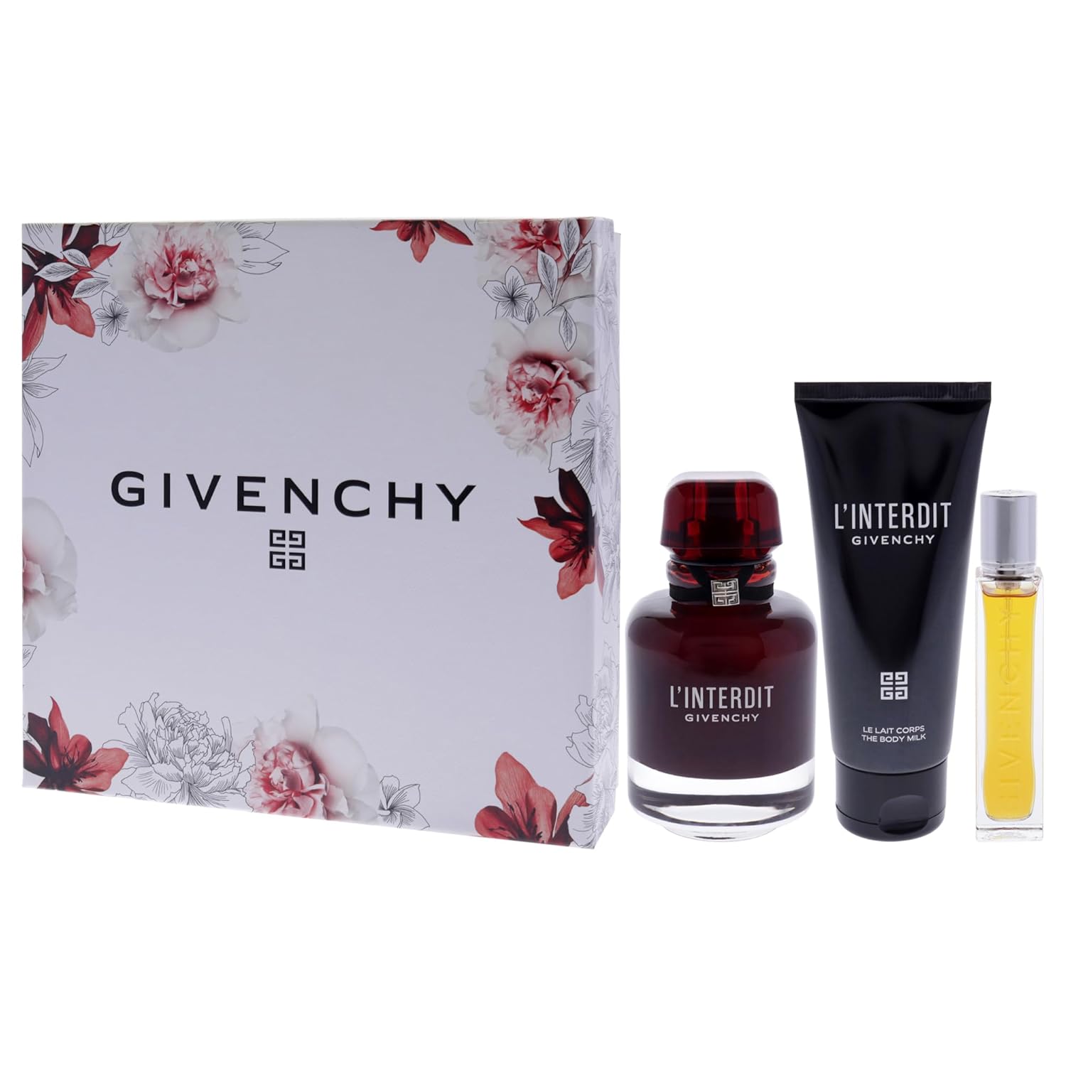 LInterdit by Givenchy for Women - 3 Pc Gift Set 2.7oz EDP Rouge Spray, 0.41oz EDP Spray, 2.5oz Body Milk - Image 4