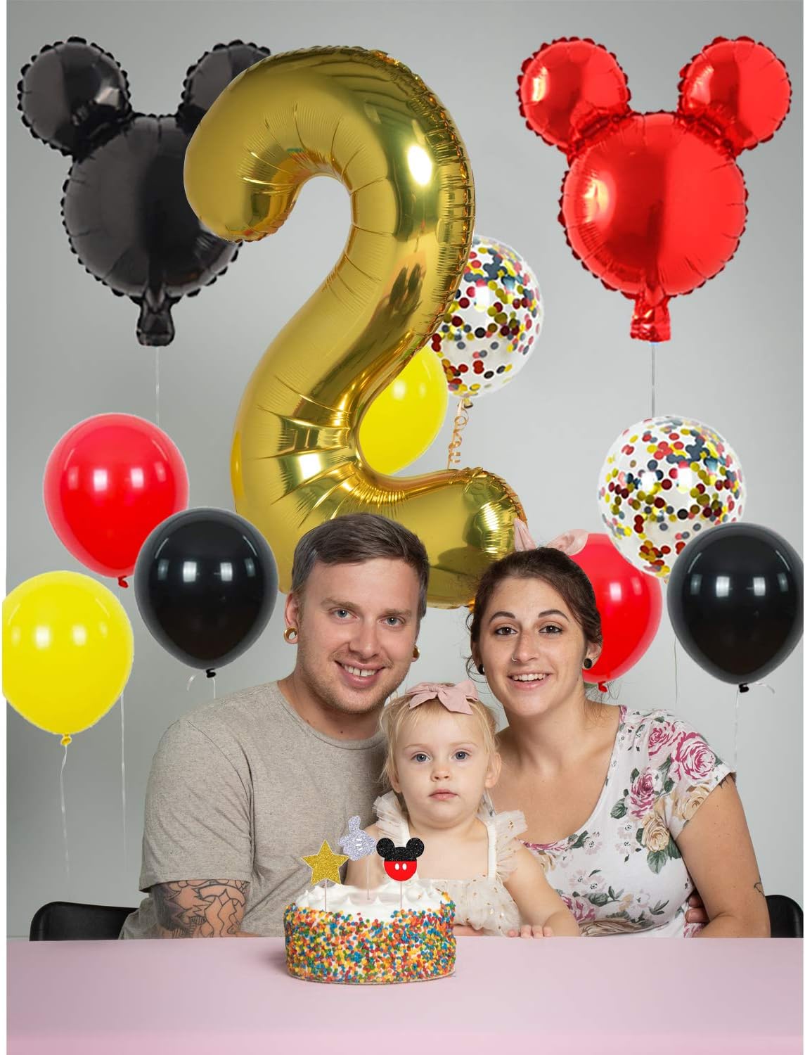 2nd Mickey Mouse Birthday Party Supplies Decorations 57Pcs - HAPPY BIRTHDAY Banner OH TWODLES Banner Red/Yellow/Black/Confetti Balloons Number 2 Foil Balloon Mickey Mouse Balloons Hat Door Sign Cupcake Toppers Cake Topper Birthday Decorations for Boys Girls Kids Babies: Toys & Games