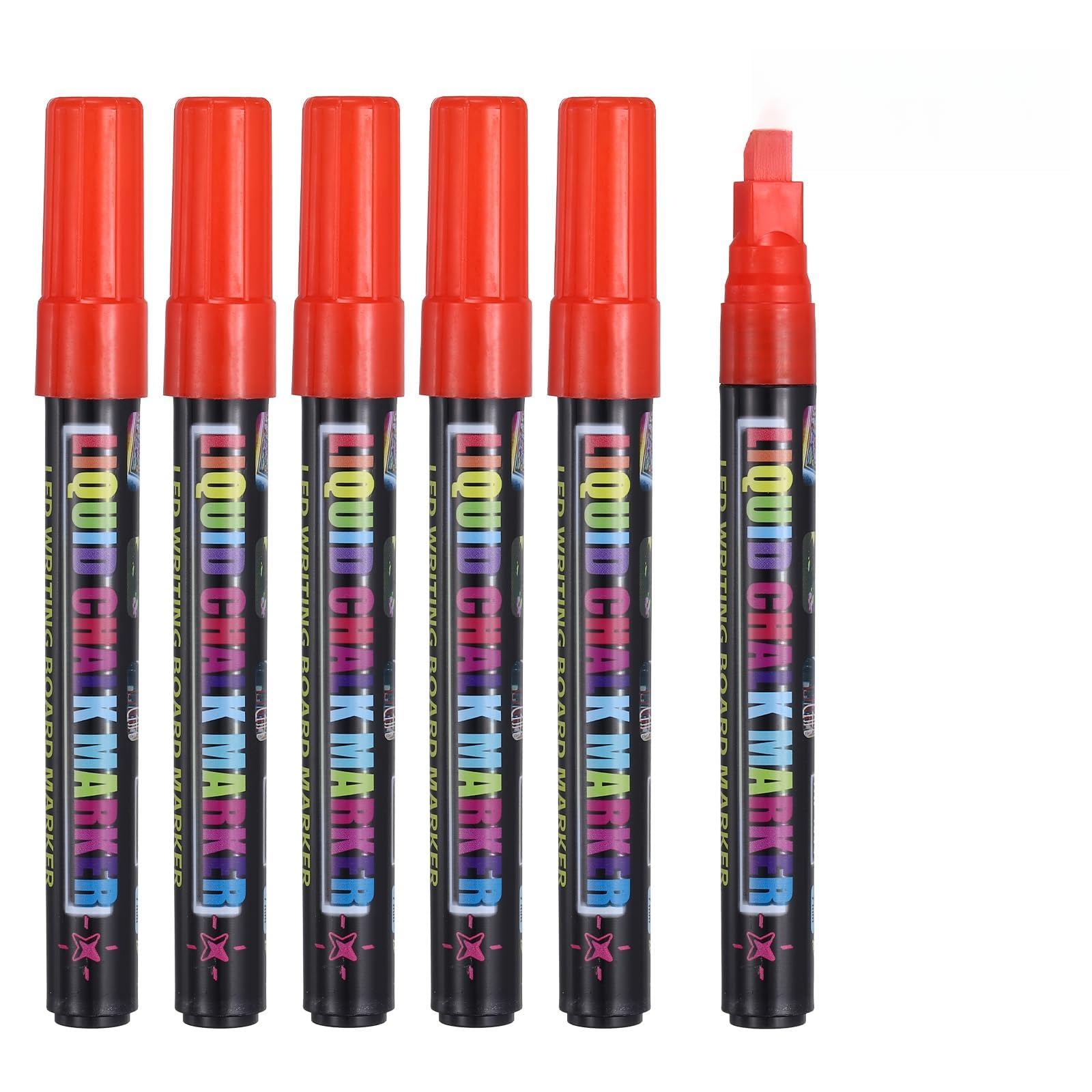 PATIKIL Liquid Chalk Markers, 6Pcs Whiteboard Markers with 7mm Wide Tips Erase Chalk Pens Big Chalkboard Water-Based for Planning Whiteboard, LED Note Board, Blackboard, Mirror, Red