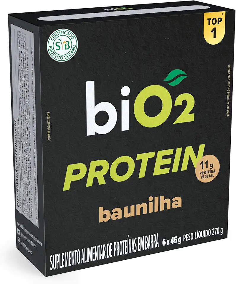 biO2 Protein Bar Baunilha 6 x 45 g