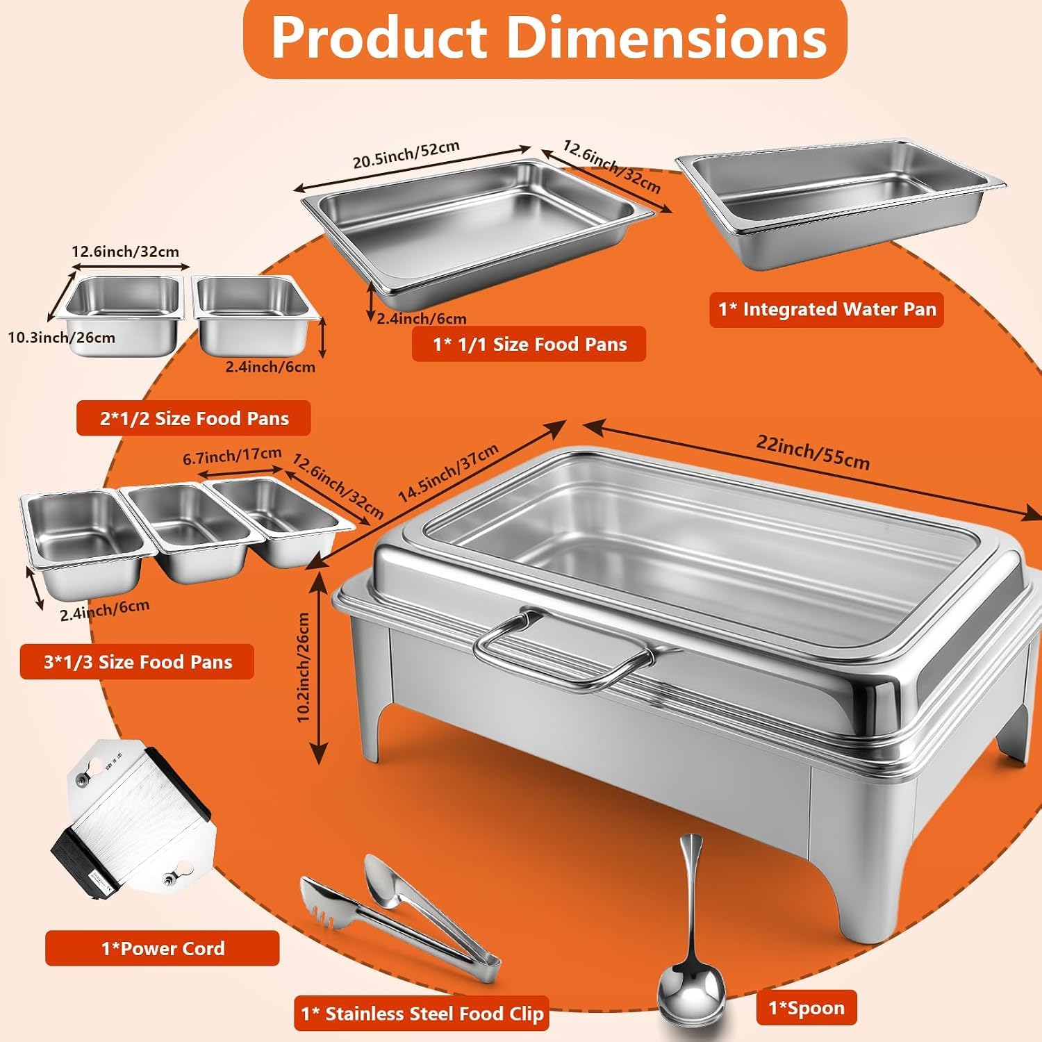 TYH Scaldavivande Elettrici, Scaldavivande Elettrici per Buffet, con Controllo della Temperatura Regolabile, Diverse Opzioni di Vaschette per Alimenti, con Coperchio Trasparente