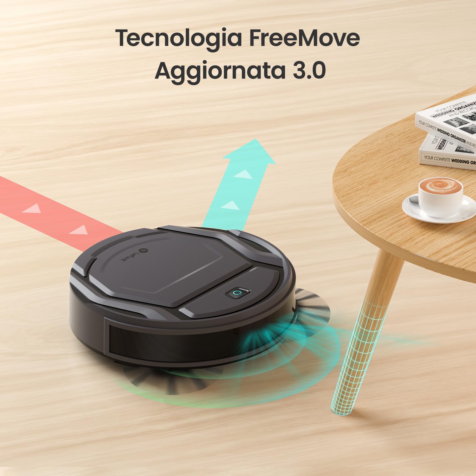 LEFANT Robot Aspirapolvere,Aspirazione 2200Pa,Autonomia 120 min, 6 Modalità di Pulizia,Wi-Fi/App/Alexa,Aspirapolvere Robot Peli di animali,Capelli, Pavimenti,M210P con Telecomando,Grigio
