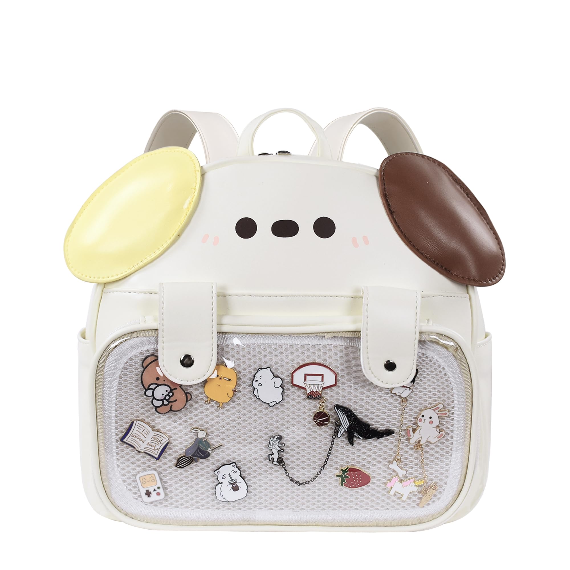 Lifelix Unisex Kids White Ita Bag Pin Display Kids Backpack For School Cute Dog Bag Kawaii Cartoon Backpack For Girls
