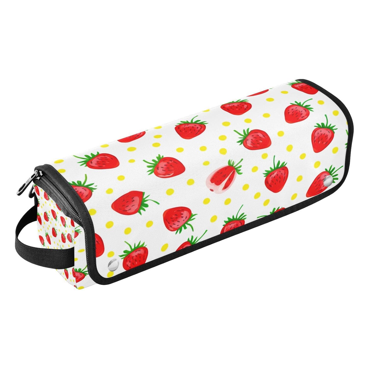 Vibrant Strawberries Hair Tools Travel Bag Portable Hair Accessory Organizer with Heat Resistant Mat 2 in 1 Curling