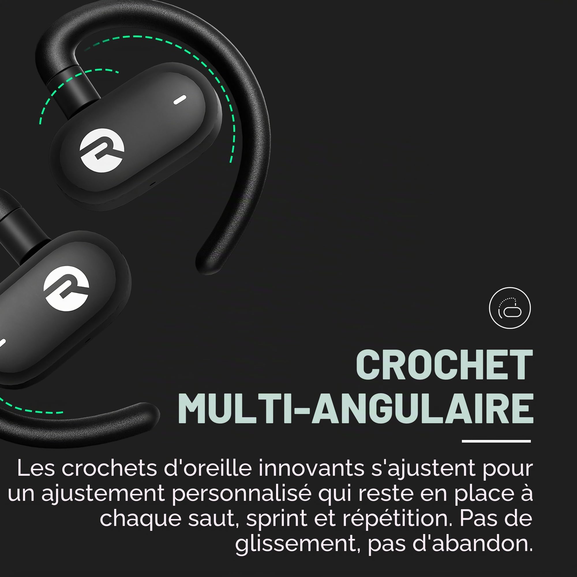 Raycon Écouteurs Ouverts pour Fitness - Écouteurs sans Fil Bluetooth, écouteurs de Course, écouteurs résistants à la Sueur et à l'eau, autonomie de 40 Heures
