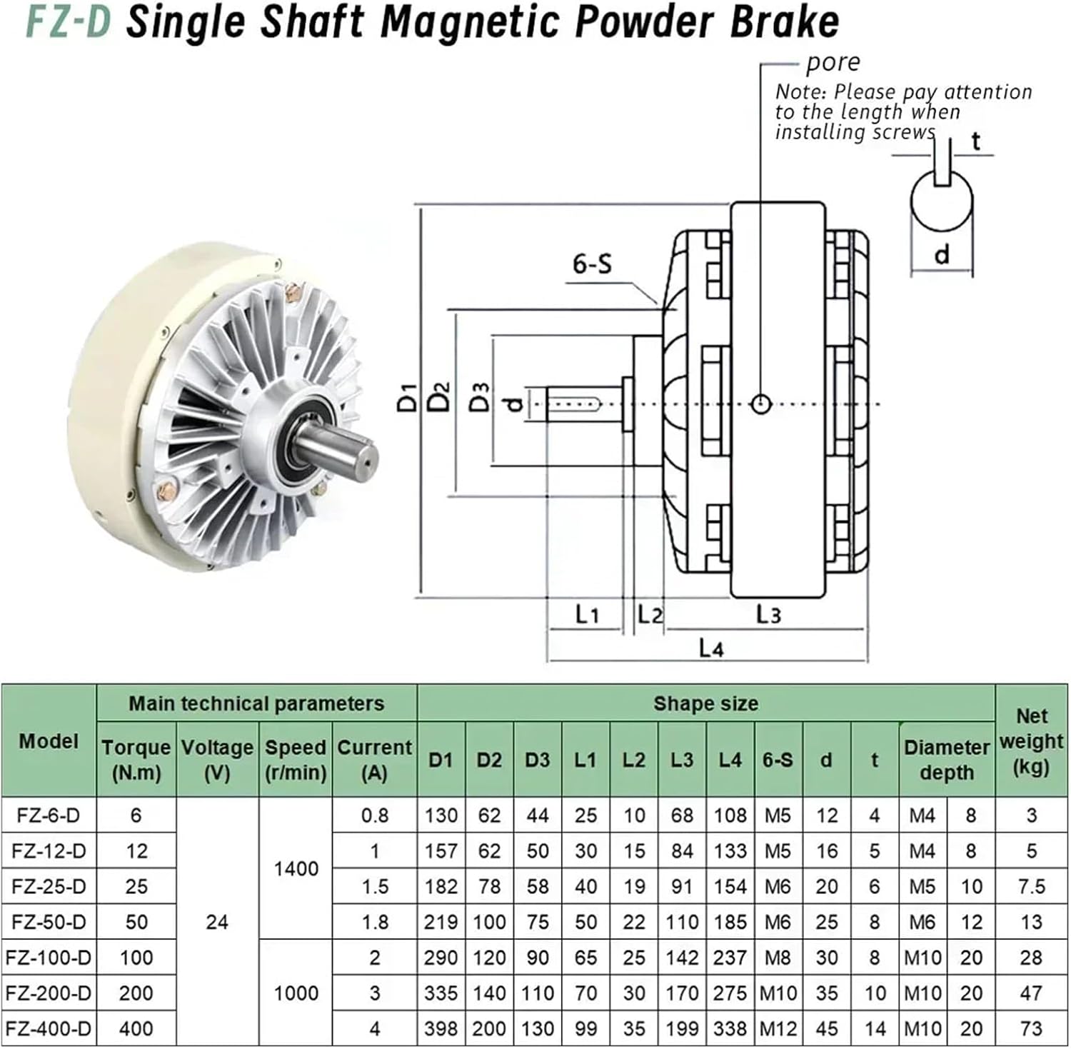 Magnetic Powder Clutch Brake Tension Controller Kit 6/12/50/100Nm 0.6/1.2/5/10kg DC24V 1000RPM(25Nm-2.5kg)