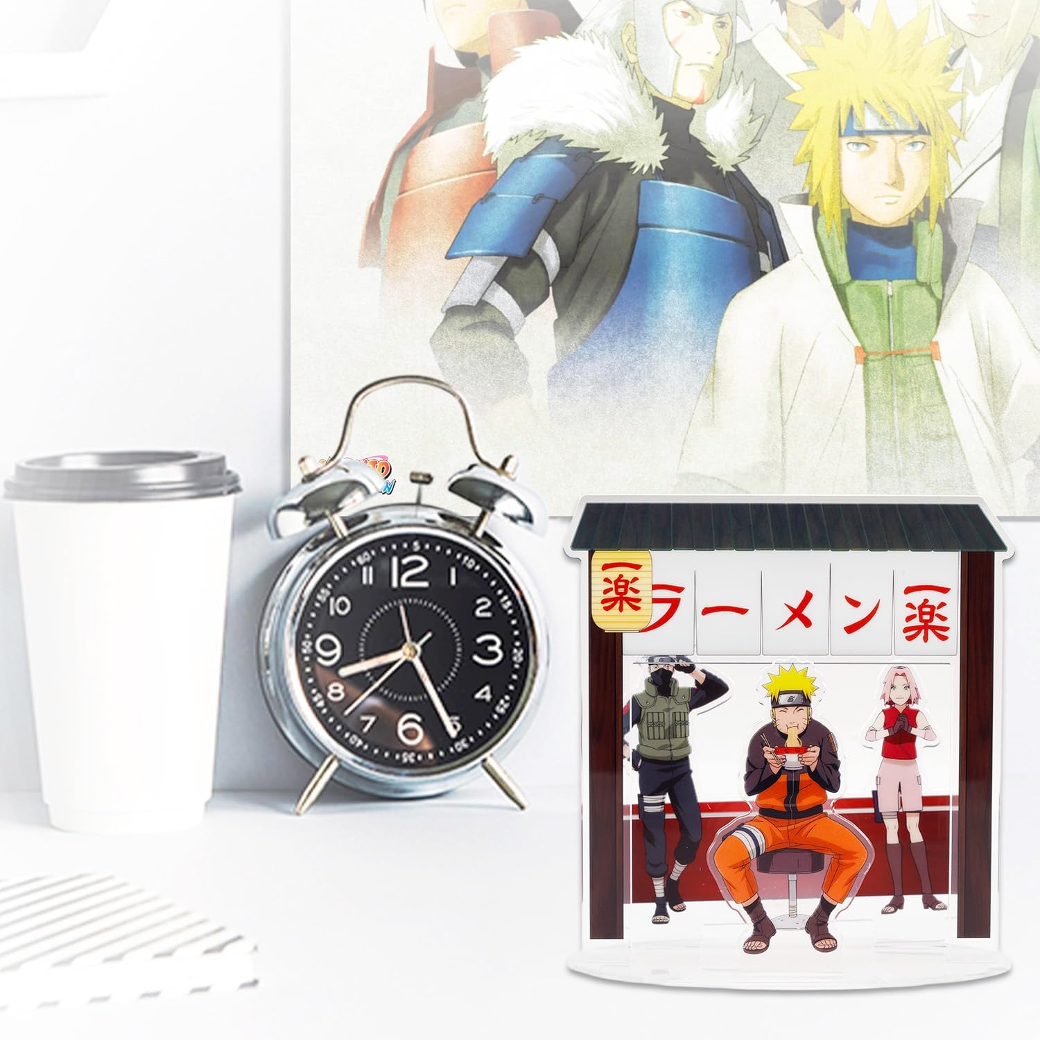 Naruto Home Decor Set - Bundle with Ichiraku Ramen Insulated Carrier, Soup Mug with Spoon, Decorative Stand | Collectible Kitchen Gift Set