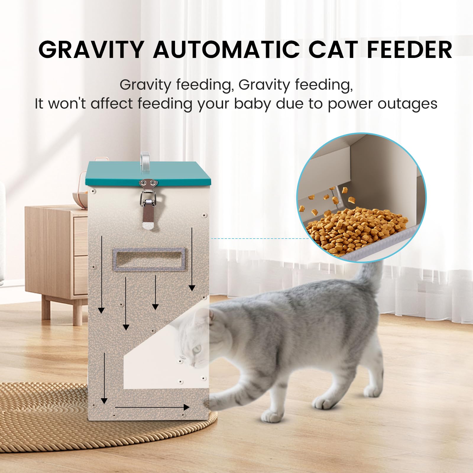 10L Distributore Automatico di Cibo per Gatti e Cani, Dispenser di Cibo Secco per 2 Gatti, Distributore Automatico di Cibo per Animali Domestici per Cani