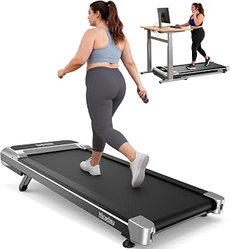 Niceday Walking Pad Under Desk with 10% 9-Level Auto Incline, 3HP Super Quiet Under Desk Treadmill for Home Office, Compact Treadmills for Home Hiking, 400 LBS Capacity, Magnetic Remote Silver